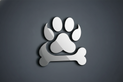 dog paw and bone logo metallic